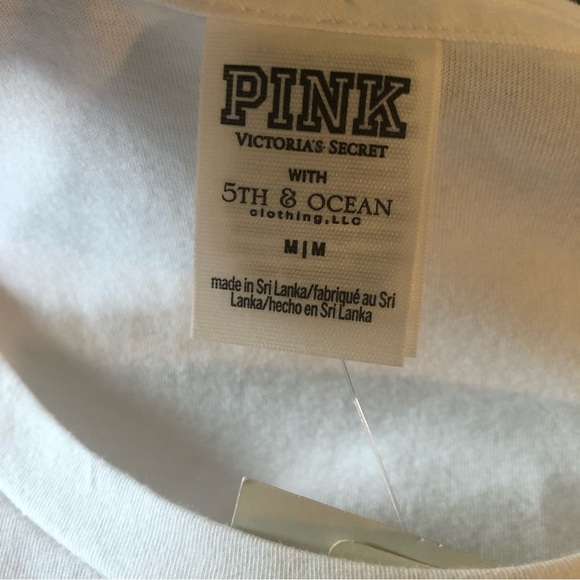 Pink VS Collegiate Collection WISCONSIN BADGERS White Crew Neck Tee Sz. M BLING - Picture 8 of 8